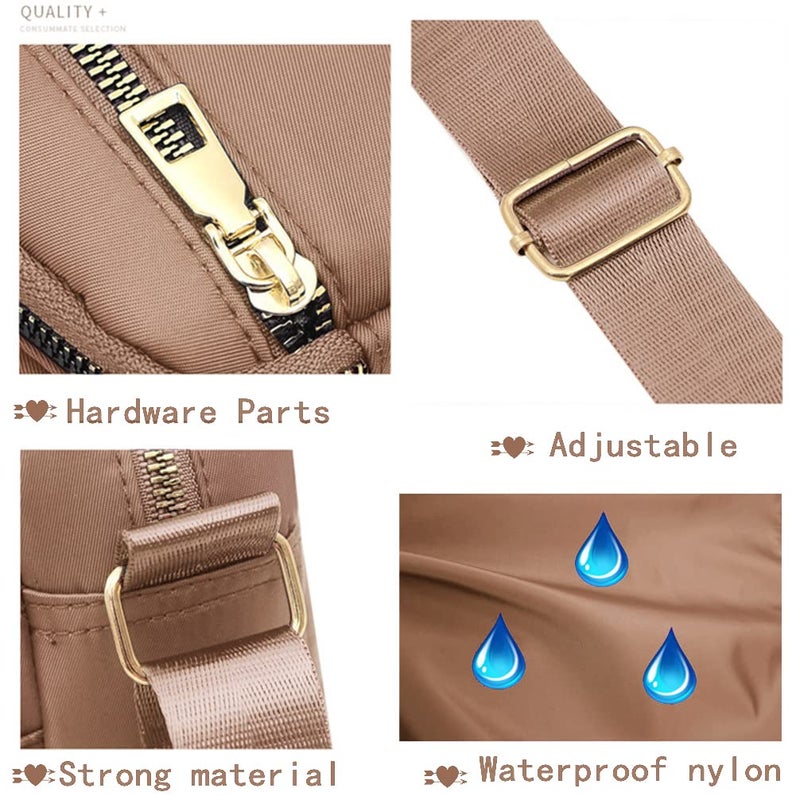 DIHKLCIO Nylon Crossbody Bags for Women Purses and Handbags Women's Casual Messenger Bags Waterproof Black Crossbody Purse (khaki) - Image 3